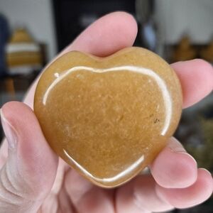 Golden Healer Heart Crystal Carving W/ Stand